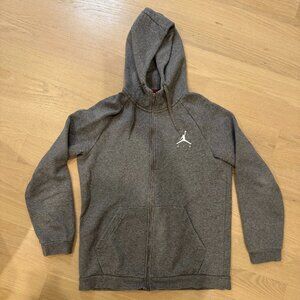 Air Jordan Grey Fleece Zip Up Hoodie Sweatshirt Mens Medium